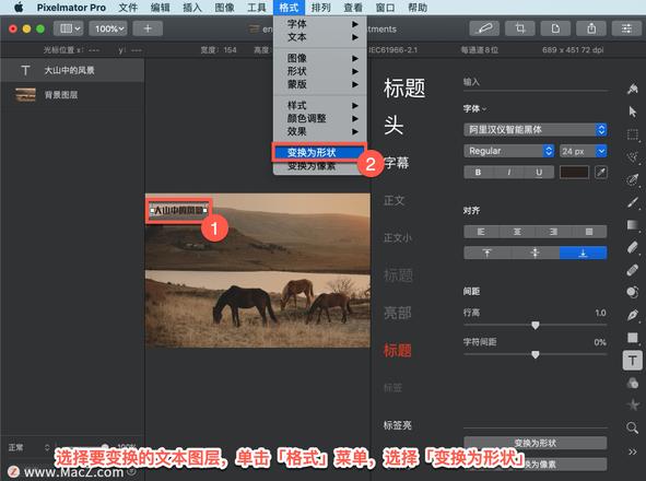 Pixelmator Pro?教程「171」，如何在 Pixelmator Pro?中将文本变换为形状或像素图层？