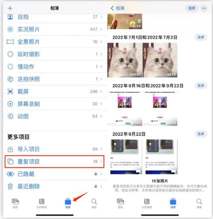 iOS 16 中相册重复项目功能使用方法