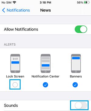 在 iPhone 新闻应用程序上禁用锁屏通知和声音