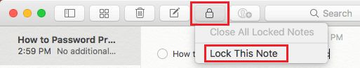 在 Mac 上锁定此笔记