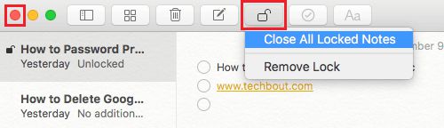 在 Mac 上关闭所有锁定的笔记