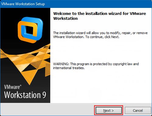 启动 VMware Workstation 安装程序