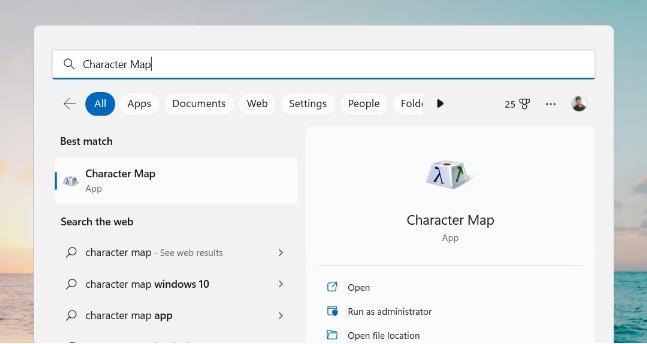 如何在Windows11中打开字符映射表，启动步骤