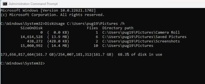 如何使用DiskUsage命令分析Windows上的驱动器空间