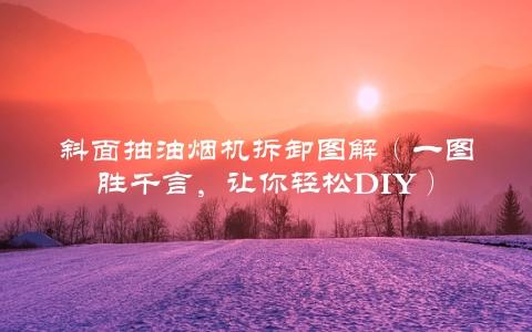 斜面抽油烟机拆卸图解（一图胜千言，让你轻松DIY）